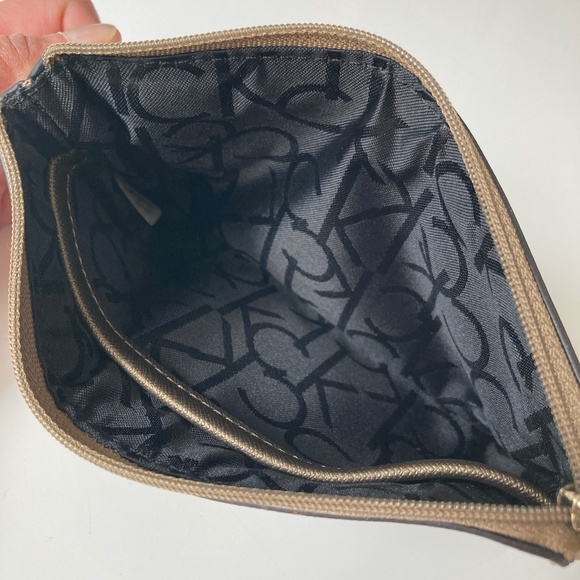 Calvin Klein Wristlet Clutch, Gold and Silver, Like New - Picture 7 of 8